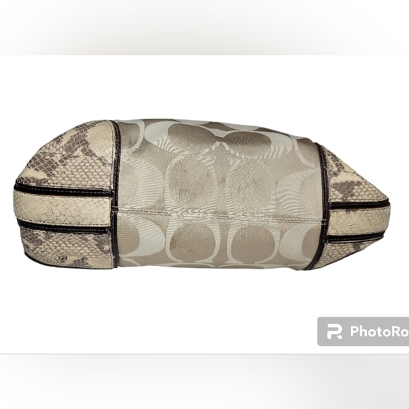 Coach Colette Signature Beige Sateen Python Leather Hobo Bag #16408 - Picture 6 of 15